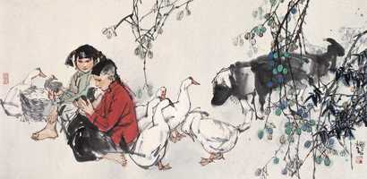 史国良 育雏图 横幅